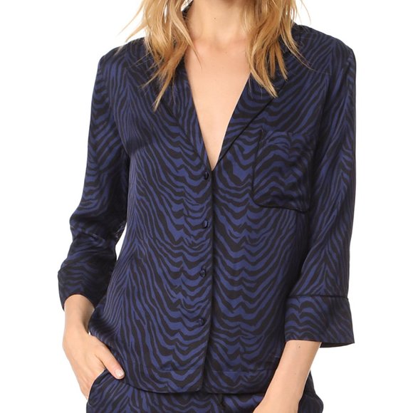LOVE STORIES Jude PJ Top in Blue Tiger Peacoat - Picture 1 of 6